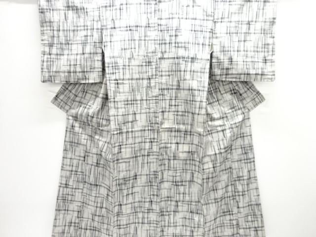 JAPANESE KIMONO / ANTIQUE KIMONO / SILK / TSUMUGI / WOVEN ABSTRACT PATTERN